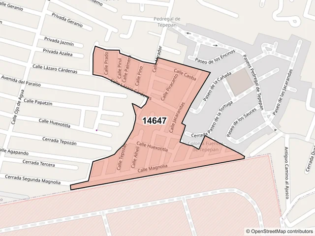 Mapa del código postal 14647, Tlalpan, Ciudad de México