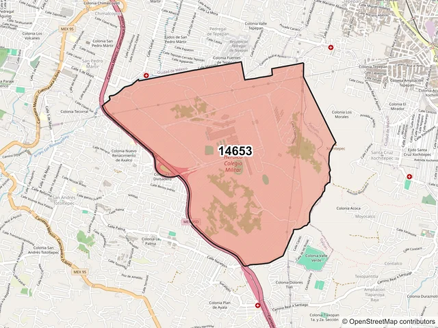 Mapa del código postal 14653, Tlalpan, Ciudad de México