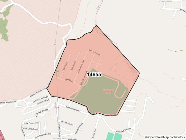 Mapa del código postal 14655, Tlalpan, Ciudad de México