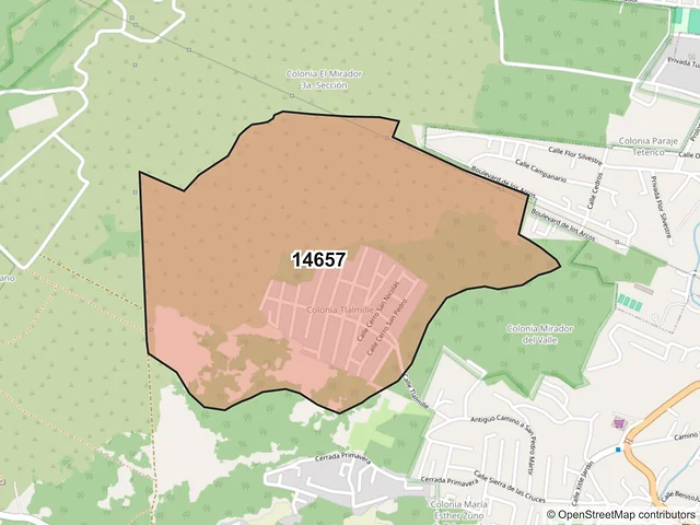 Mapa del código postal 14657, Tlalpan, Ciudad de México