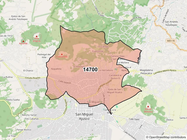 Mapa del código postal 14700, Tlalpan, Ciudad de México