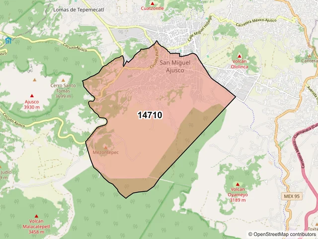 Mapa del código postal 14710, Tlalpan, Ciudad de México