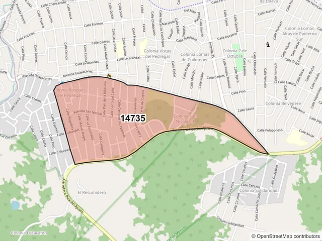 Mapa del código postal 14735, Tlalpan, Ciudad de México