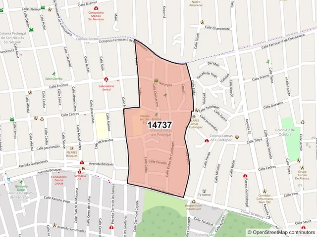 Mapa del código postal 14737, Tlalpan, Ciudad de México