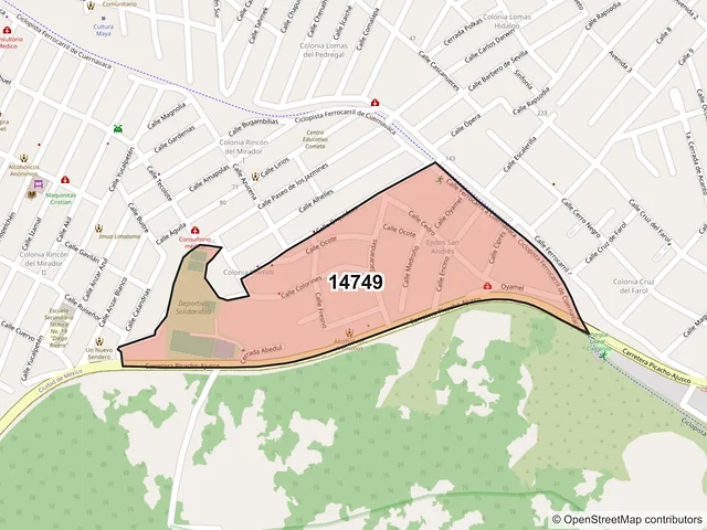 Mapa del código postal 14749, Tlalpan, Ciudad de México