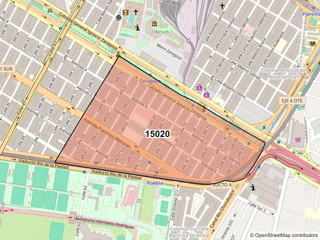 Mapa del código postal 15020, Venustiano Carranza, Ciudad de México