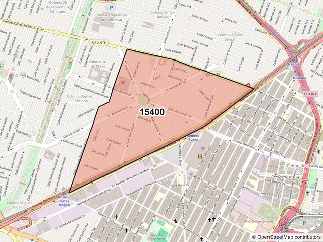 Mapa del código postal 15400, Venustiano Carranza, Ciudad de México