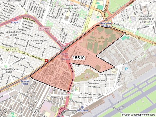 Mapa del código postal 15510, Venustiano Carranza, Ciudad de México