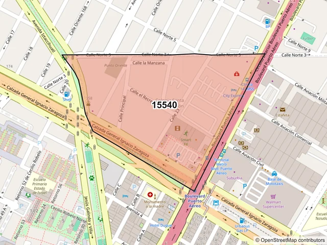 Mapa del código postal 15540, Venustiano Carranza, Ciudad de México