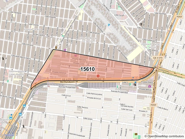 Mapa del código postal 15610, Venustiano Carranza, Ciudad de México