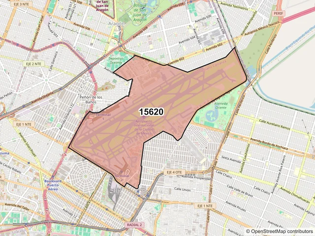 Mapa del código postal 15620, Venustiano Carranza, Ciudad de México