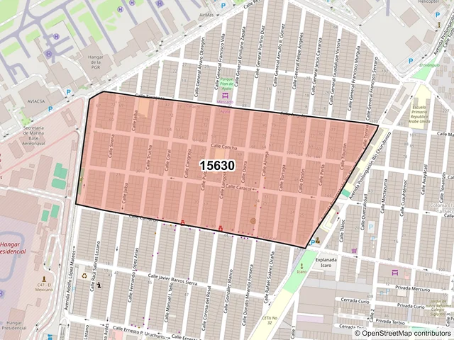 Mapa del código postal 15630, Venustiano Carranza, Ciudad de México