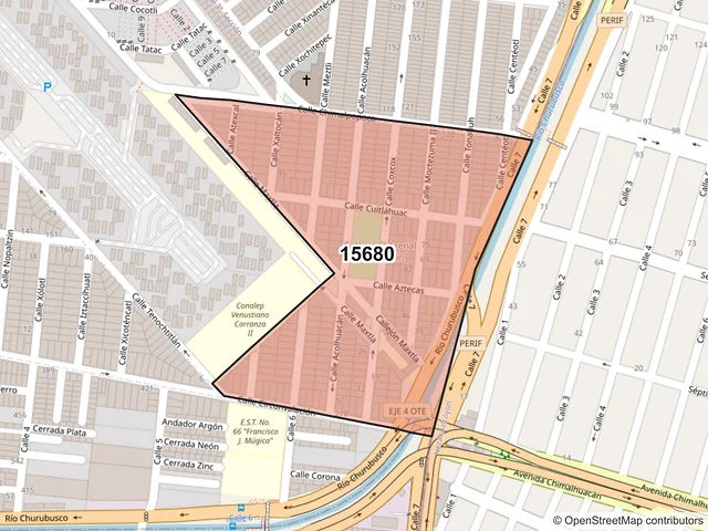 Mapa del código postal 15680, Venustiano Carranza, Ciudad de México
