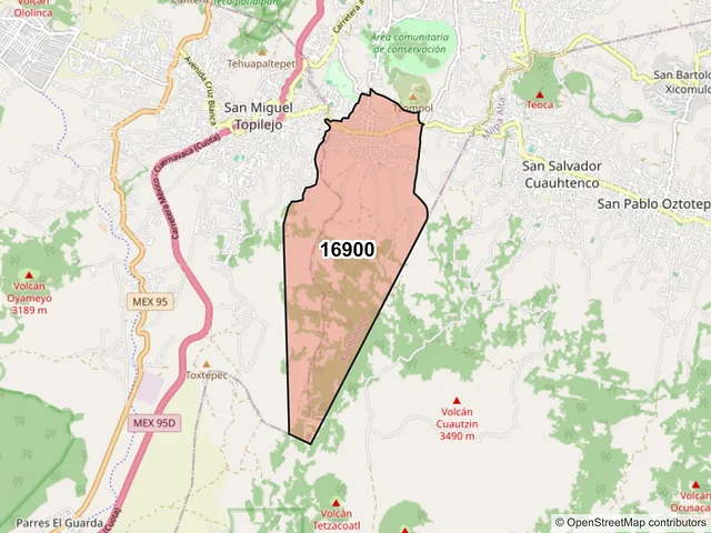 Mapa del código postal 16900, Xochimilco, Ciudad de México