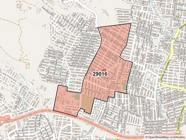 Mapa del código postal 29016, Tuxtla Gutiérrez, Chiapas