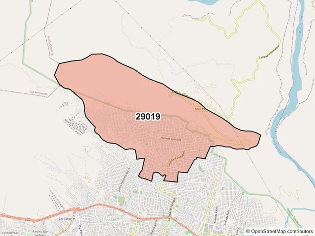 Mapa del código postal 29019, Tuxtla Gutiérrez, Chiapas
