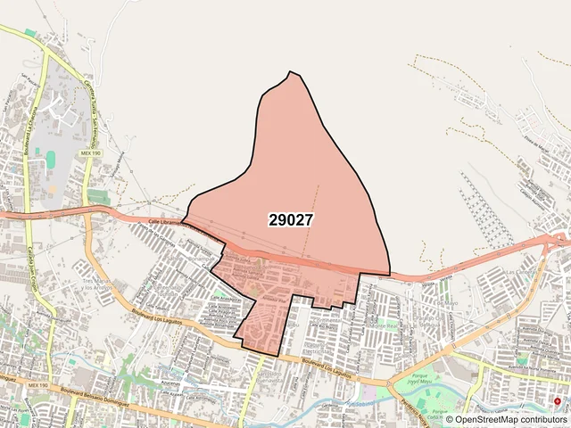 Mapa del código postal 29027, Tuxtla Gutiérrez, Chiapas