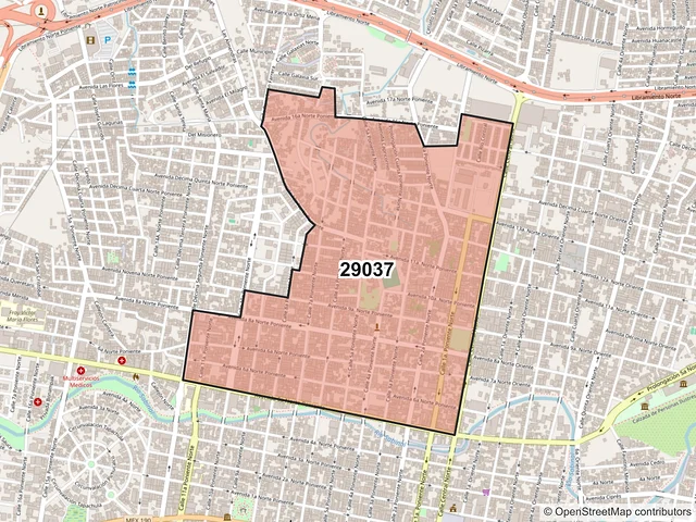 Mapa del código postal 29037, Tuxtla Gutiérrez, Chiapas