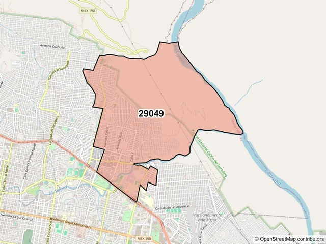 Mapa del código postal 29049, Tuxtla Gutiérrez, Chiapas