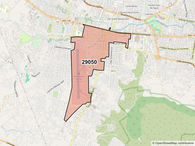 Mapa del código postal 29050, Tuxtla Gutiérrez, Chiapas