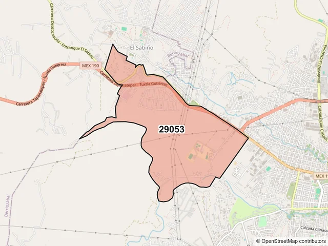 Mapa del código postal 29053, Tuxtla Gutiérrez, Chiapas