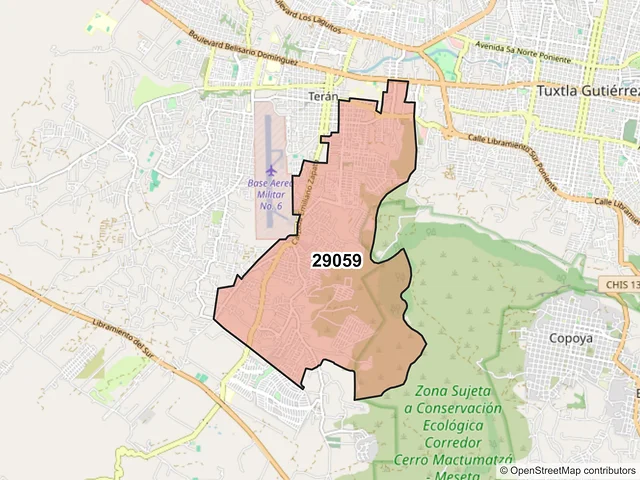 Mapa del código postal 29059, Tuxtla Gutiérrez, Chiapas