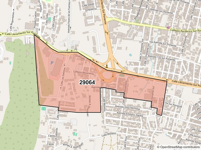 Mapa del código postal 29064, Tuxtla Gutiérrez, Chiapas