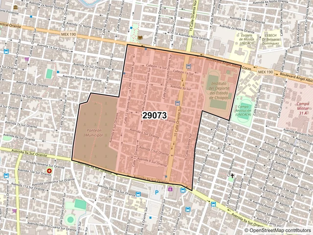 Mapa del código postal 29073, Tuxtla Gutiérrez, Chiapas
