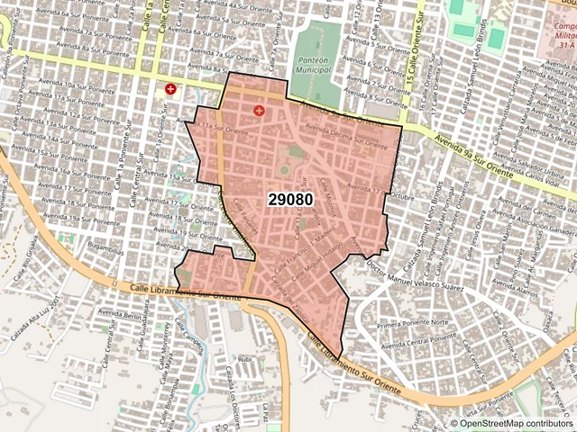 Mapa del código postal 29080, Tuxtla Gutiérrez, Chiapas