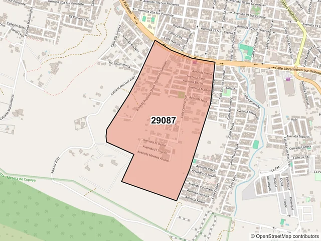 Mapa del código postal 29087, Tuxtla Gutiérrez, Chiapas
