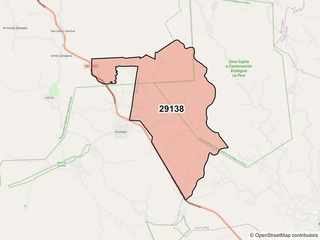 Mapa del código postal 29138, Berriozábal, Chiapas