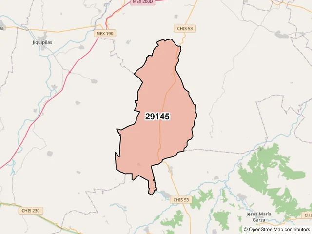 Mapa del código postal 29145, Ocozocoautla de Espinosa, Chiapas