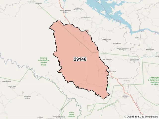 Mapa del código postal 29146, Ocozocoautla de Espinosa, Chiapas
