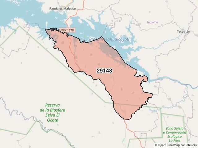 Mapa del código postal 29148, Ocozocoautla de Espinosa, Chiapas