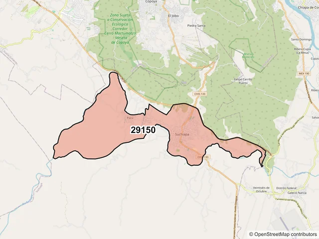 Mapa del código postal 29150, Suchiapa, Chiapas