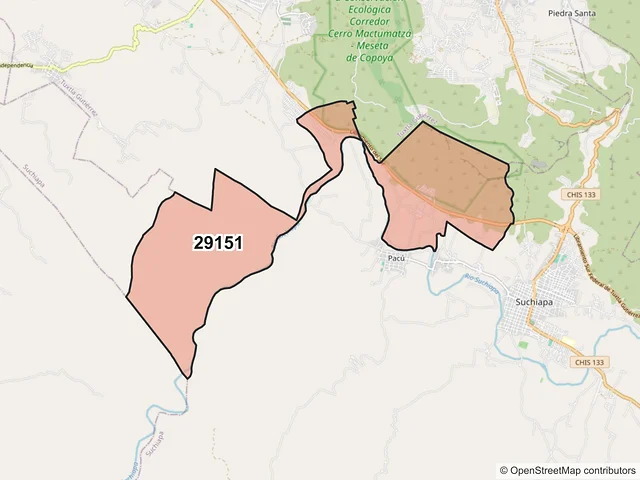 Mapa del código postal 29151, Suchiapa, Chiapas