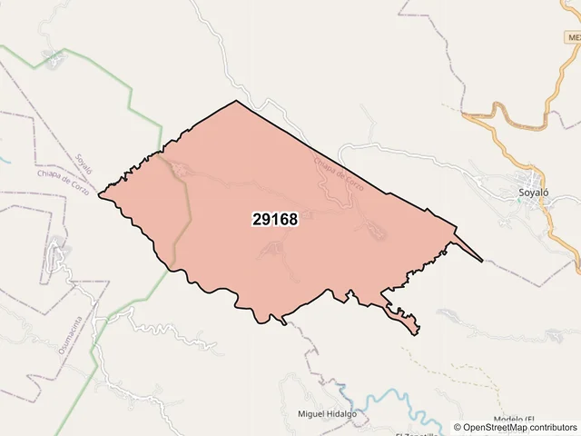 Mapa del código postal 29168, Chiapa de Corzo, Chiapas