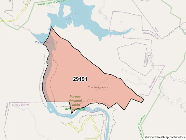 Mapa del código postal 29191, Osumacinta, Chiapas