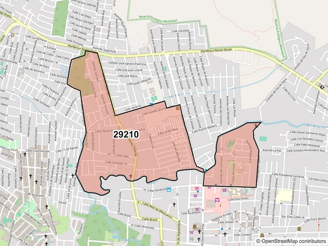 Mapa del código postal 29210, San Cristóbal de las Casas, Chiapas