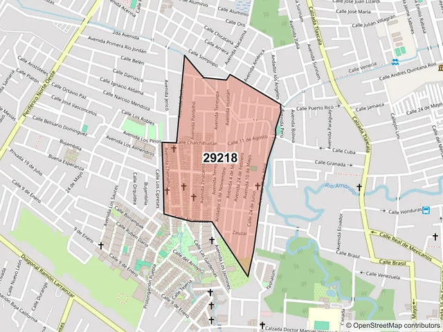 Mapa del código postal 29218, San Cristóbal de las Casas, Chiapas