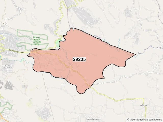 Mapa del código postal 29235, San Cristóbal de las Casas, Chiapas