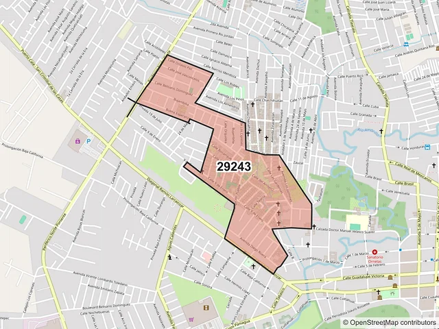 Mapa del código postal 29243, San Cristóbal de las Casas, Chiapas