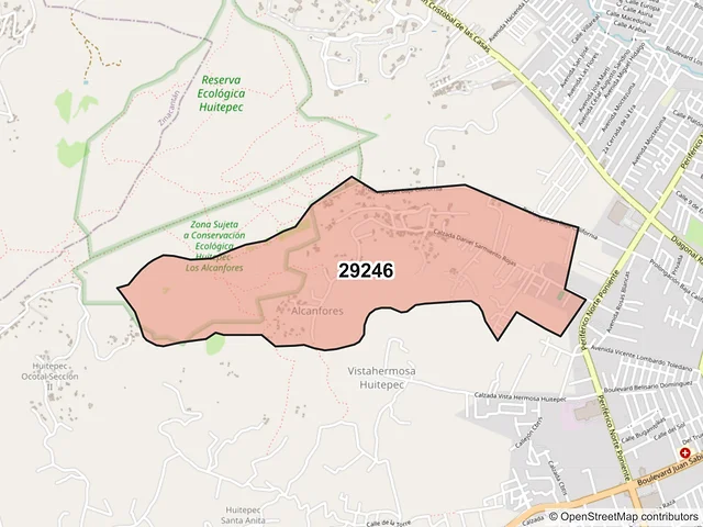 Mapa del código postal 29246, San Cristóbal de las Casas, Chiapas