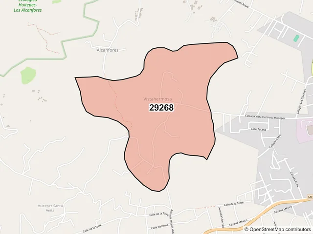 Mapa del código postal 29268, San Cristóbal de las Casas, Chiapas