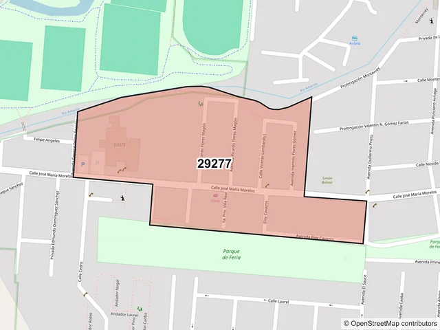 Mapa del código postal 29277, San Cristóbal de las Casas, Chiapas
