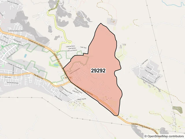 Mapa del código postal 29292, San Cristóbal de las Casas, Chiapas