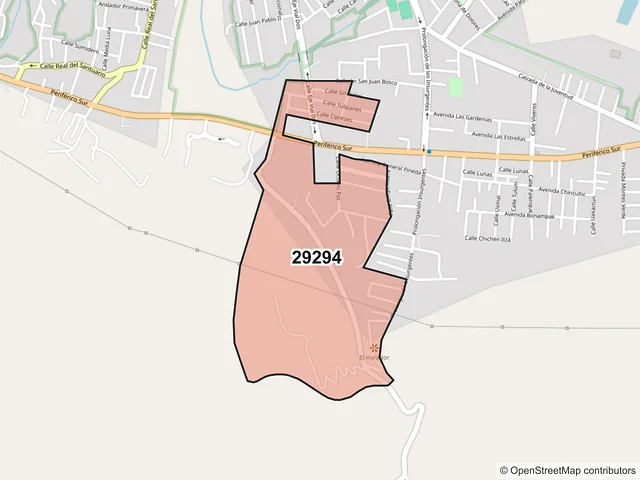 Mapa del código postal 29294, San Cristóbal de las Casas, Chiapas