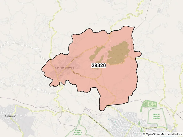 Mapa del código postal 29320, Chamula, Chiapas