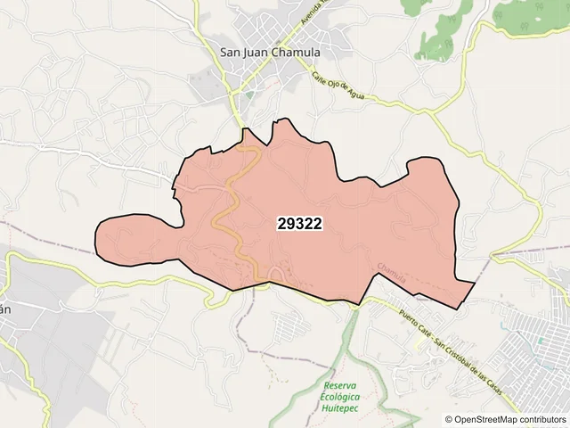 Mapa del código postal 29322, Chamula, Chiapas