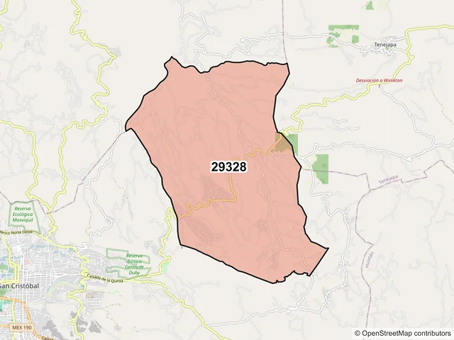 Mapa del código postal 29328, Chamula, Chiapas